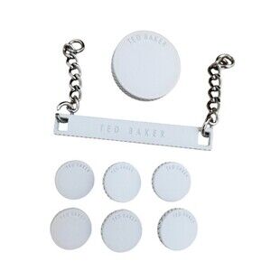 7x Ted Baker Jacket Buttons Flat White Replacement w Chain Logo Set Lot Signed